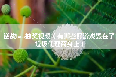 逆战boss抽奖视频（有哪些好游戏毁在了垃圾代理商身上）