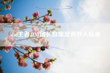 dnf王者,dnf团长自曝漩涡放人标准