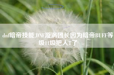dnf暗帝技能,dnf漩涡团长因为暗帝buff等级11级把人t了