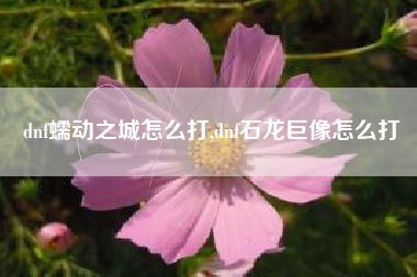 dnf蠕动之城怎么打,dnf石龙巨像怎么打