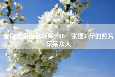 变身之幸运召唤师,pdd一张瘦50斤的照片惊呆众人