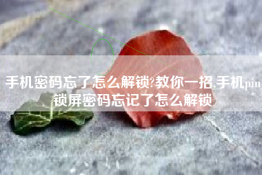 手机密码忘了怎么解锁?教你一招,手机pin锁屏密码忘记了怎么解锁