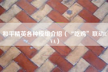 和平精英各种模组介绍（“吃鸡”联动eva）